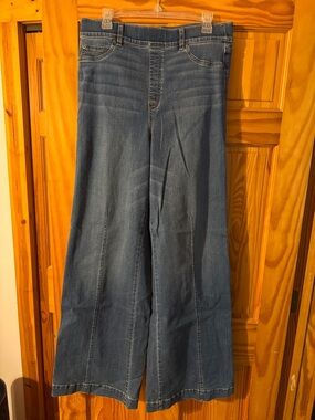 SPANX Denim Wide-Leg Flare Jeans in Classic Blue